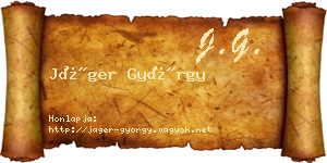 Jáger György névjegykártya
